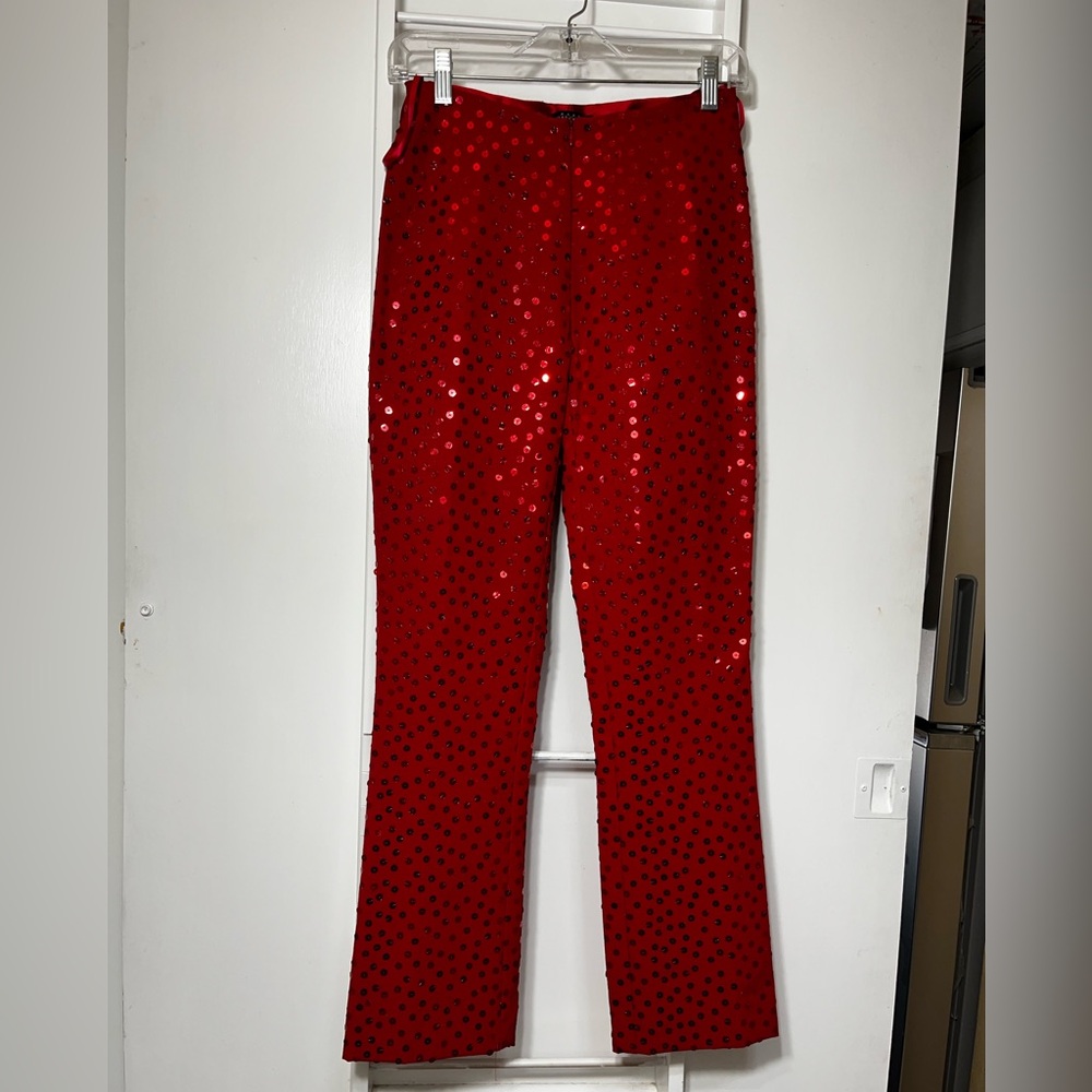 Maria Bianca Nero Sequin Pants Size S Red